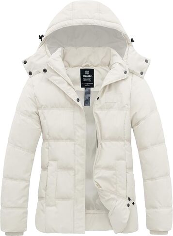 Wantdo Women's Hooded Warm Winter Coat Quilted Thicken Puffer Jacket with Removable Hood in Kuwait