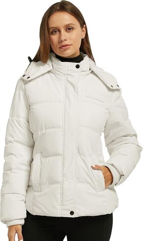 Wantdo Women's Hooded Warm Winter Coat Quilted Thicken Puffer Jacket with Removable Hood in Kuwait