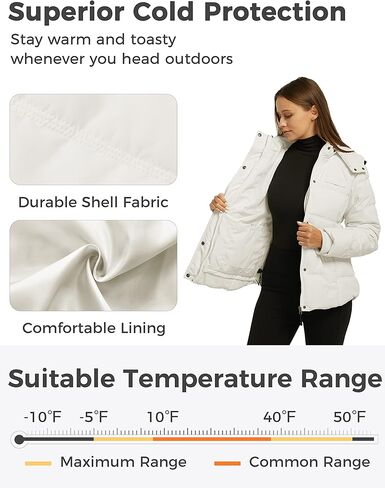 Wantdo Women's Hooded Warm Winter Coat Quilted Thicken Puffer Jacket with Removable Hood in Kuwait