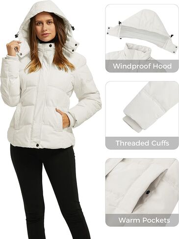 Wantdo Women's Hooded Warm Winter Coat Quilted Thicken Puffer Jacket with Removable Hood in Kuwait