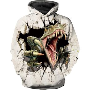 سترة بغطاء للرأس للأطفال من CAMLAKEE للأولاد والبنات سترة بقلنسوة على شكل ديناصور ثلاثي الأبعاد بلوفر شبابي مع جيب in Kuwait