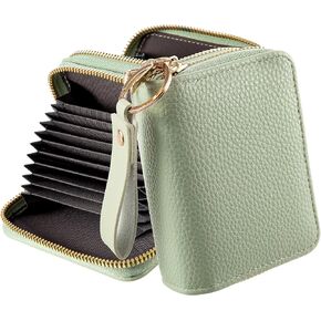 Black Credit Card Holder Wallet 12 Slots +2 Cash Slots Soft PU Leather Zipper Card Case Card With Keychain Men Women Gift RFID Blocking Small Wallet for ID Credit Cards