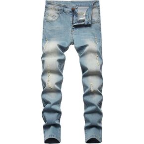 Boy's Ripped Skinny Fit Distressed Stretch Fashion Jeans Pants in Saudi Arabia