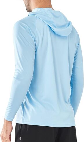 NORTHYARD Men's UPF 50+ Shirts UV Rash Guard Long Sleeve Sun Protection Swim Hoodie Shirt Lightweight for Hiking Running SkyBlue L in Saudi Arabia