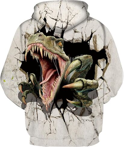 سترة بغطاء للرأس للأطفال من CAMLAKEE للأولاد والبنات سترة بقلنسوة على شكل ديناصور ثلاثي الأبعاد بلوفر شبابي مع جيب in Kuwait