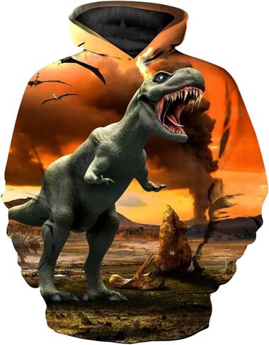 CAMLAKEE Kids Hoodies for Boys Girls 3D Dinosaur Hooded Sweatshirts Youth Pullover with Pocket in Saudi Arabia