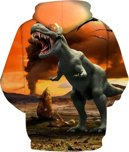 CAMLAKEE Kids Hoodies for Boys Girls 3D Dinosaur Hooded Sweatshirts Youth Pullover with Pocket in Saudi Arabia