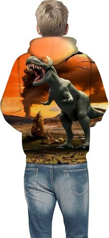 CAMLAKEE Kids Hoodies for Boys Girls 3D Dinosaur Hooded Sweatshirts Youth Pullover with Pocket in Saudi Arabia