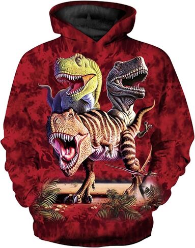 CAMLAKEE Kids Hoodies for Boys Girls 3D Dinosaur Hooded Sweatshirts Youth Pullover with Pocket in Saudi Arabia