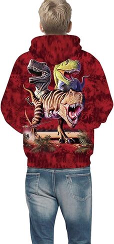 CAMLAKEE Kids Hoodies for Boys Girls 3D Dinosaur Hooded Sweatshirts Youth Pullover with Pocket in Saudi Arabia