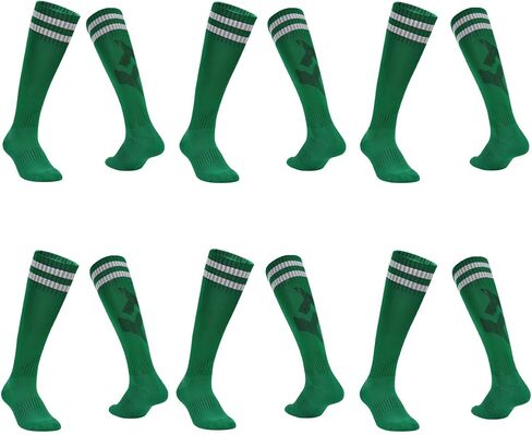 Barrlves 6 Pairs Kids Soccer Socks Striped Knee High Tube Socks Football Uniform Sports Socks for Boys Girls 8-14 Years Old in Kuwait
