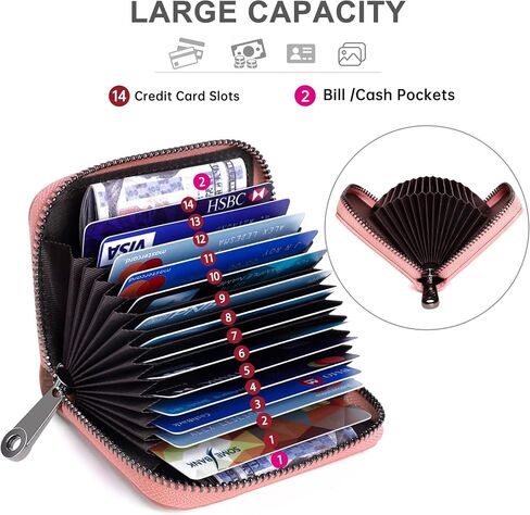 Badiya Genuine Leather Credit Card Holder for Women RFID Blocking Accordion Small Card Case Wallet in Kuwait