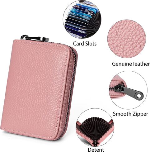 Badiya Genuine Leather Credit Card Holder for Women RFID Blocking Accordion Small Card Case Wallet in Kuwait