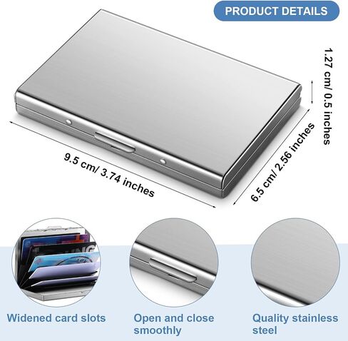 3 Pack Stainless Steel Credit Card Holder Metal RFID Blocking Credit Card Case Protector Metal ID Card Wallet Business Card Holders with 6 Card Slots for Men Women Gift Box Package, Silver Black Blue in Saudi Arabia