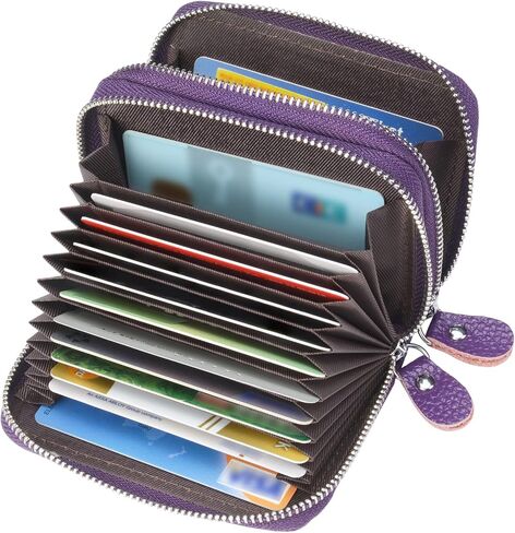 Women's RFID Blocking Leather Zipper Card Wallet Small Purse Credit Card Case Holder for Mother Day Gift (Black) in Kuwait