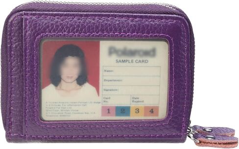 Women's RFID Blocking Leather Zipper Card Wallet Small Purse Credit Card Case Holder for Mother Day Gift (Black) in Kuwait