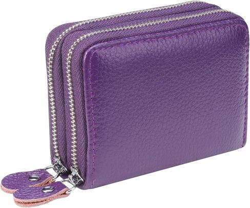 Women's RFID Blocking Leather Zipper Card Wallet Small Purse Credit Card Case Holder for Mother Day Gift (Black) in Kuwait