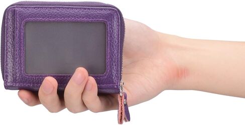 Women's RFID Blocking Leather Zipper Card Wallet Small Purse Credit Card Case Holder for Mother Day Gift (Black) in Kuwait