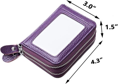 Women's RFID Blocking Leather Zipper Card Wallet Small Purse Credit Card Case Holder for Mother Day Gift (Black) in Kuwait