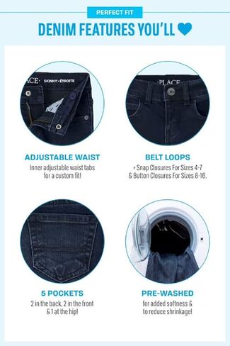 The Children's Place boys Stretch Skinny Jeans, Legend Wash Lt Med Stone 2 Pack, 7 US in Saudi Arabia