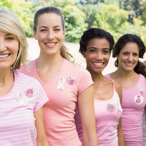 NeeKCheers 48 Pcs Breast Cancer Awareness Pins, Gifts for Women, Round Pink Ribbon Brooch Badge Pins Survivor Month aion Accessories in Saudi Arabia