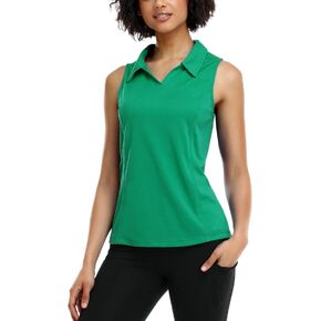 COOrun Women's Golf Polo Shirts Sleeveless Quick Dry Tennis T-Shirts Lightweight V-Neck with Collar Tank Top in Kuwait