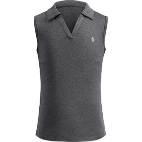 SANTINY Girls' Sleeveless Golf Shirt V-Neck Quick Dry Tennis Tank Tops Golf Clothes Collared Polo Shirts for Girl