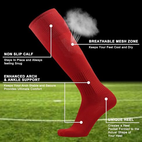 Three street Baseball Socks, Unisex Knee High Solid Sport Tube Compression Softball Football Soccer Team Socks 2-10 Pairs in Kuwait
