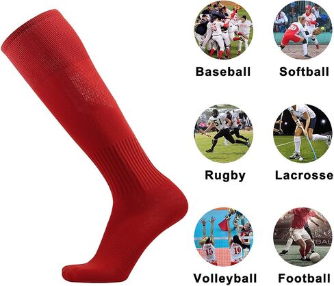 Three street Baseball Socks, Unisex Knee High Solid Sport Tube Compression Softball Football Soccer Team Socks 2-10 Pairs in Kuwait