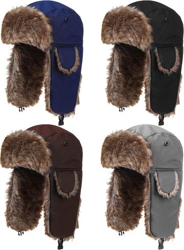 Winter Trapper Hat Windproof Russian Ushanka Trooper Hats with Ear Flaps Outdoor Warm for Man Women Climbing Hikin in Saudi Arabia