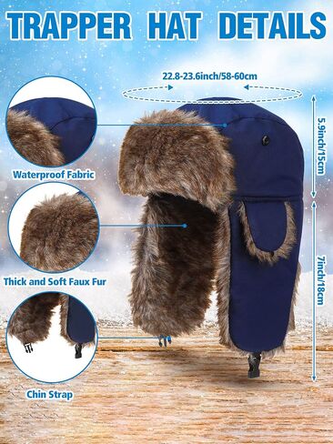 Winter Trapper Hat Windproof Russian Ushanka Trooper Hats with Ear Flaps Outdoor Warm for Man Women Climbing Hikin in Saudi Arabia