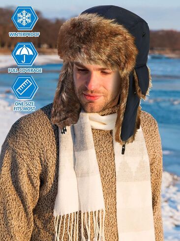 Winter Trapper Hat Windproof Russian Ushanka Trooper Hats with Ear Flaps Outdoor Warm for Man Women Climbing Hikin in Saudi Arabia