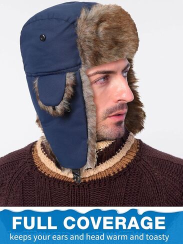 Winter Trapper Hat Windproof Russian Ushanka Trooper Hats with Ear Flaps Outdoor Warm for Man Women Climbing Hikin in Saudi Arabia