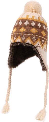 قبعة صوفية من بيرو ذات غطاء للأذن من Comhats مبطنة بالصوف في فصل الشتاء قبعة تزلج على الجليد للسيدات in Kuwait