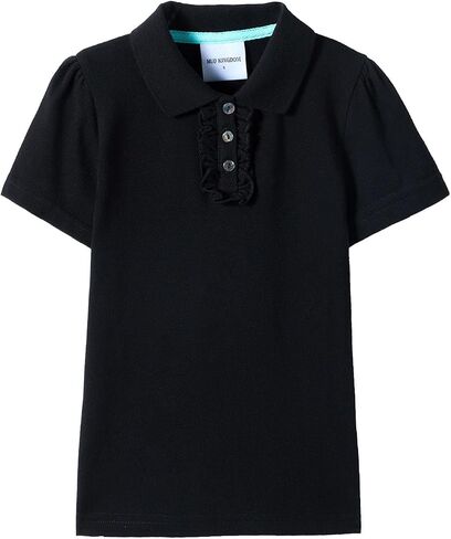 Mud Kingdom Girls Short Sleeve Ruffle Pique Polo Uniform Top Stretch Lightweight in Saudi Arabia
