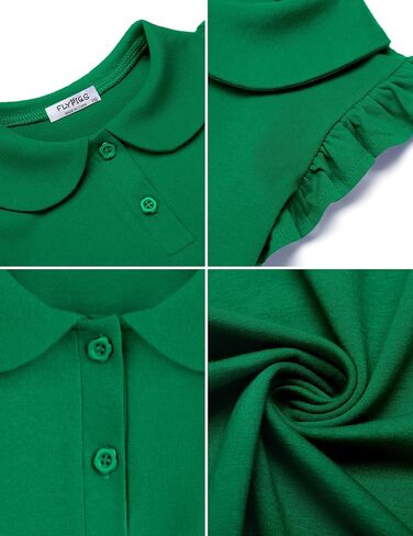 Flypigs الفتيات تي شيرت كشكش كم قصير بولو بيتر بان طوق زر قميص الصيف عارضة أعلى بلوزة المحملة in Kuwait