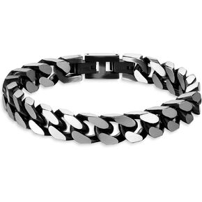 Bracelets for Men-Stainless Steel Fold Over Clasp Cuban Chain Mens Bracelet