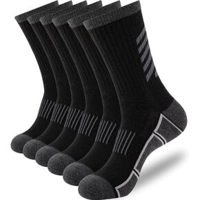 COOVAN Mens Athletic Crew Socks Moisture Wicking Heavy Duty Cushioned Work Socks with Reinforced Heel and Toe (6 Pairs
