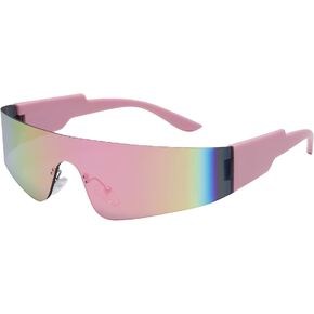 نظارات شمسية عصرية بدون إطار مستقبلية من Crazy Feng للنساء والرجال، نظارات شمسية Cyberpunk Visor ظلال نظارات عصرية