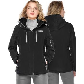 Foxelli Women's Waterproof Hiking Jacket – Warm Fleece-Lined Windproof Coat, Hooded Rain Jacket in Saudi Arabia