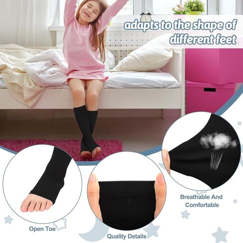 Shinymoon 4 Pairs Kids Open Toe Compression Socks 15-20 mmHg Children Knee Length Compression Socks Support Graduated Compression Sleeve in Saudi Arabia