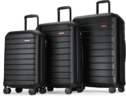مجموعة حقائب سفر GinzaTravel مكونة من 3 قطع ABS مع أقفال TSA، قابلة للتوسيع، ومقاومة للاحتكاك باللون الأسود - تتضمن حقائب سفر دوارة مقاس 20 بوصة و24 بوصة و28 بوصة in Kuwait