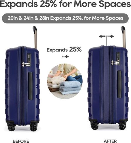 2 piece luggage set Anti-scratch PP Material Hardside uggage, Carry-On,20inch and 28inch Lightweight Spinner all size Expandable double seal Suitcase in Kuwait