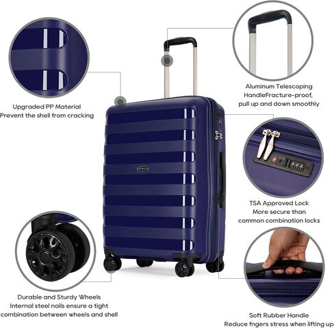 2 piece luggage set Anti-scratch PP Material Hardside uggage, Carry-On,20inch and 28inch Lightweight Spinner all size Expandable double seal Suitcase in Kuwait