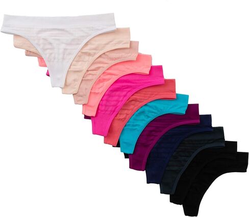 Alyce Ives Intimates Womens Seamless No Show Thong, Pack of 12 in Kuwait