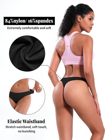 BUBBLELIME XS-XXL Sport Thong Panties Women Low Rise Sexy G-String No Show Bonded Breathable Underwear (6 Pack&3 Pack&1 Pack) in Kuwait