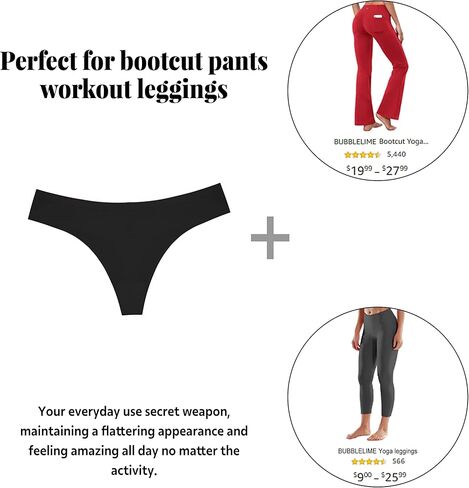 BUBBLELIME XS-XXL Sport Thong Panties Women Low Rise Sexy G-String No Show Bonded Breathable Underwear (6 Pack&3 Pack&1 Pack) in Kuwait