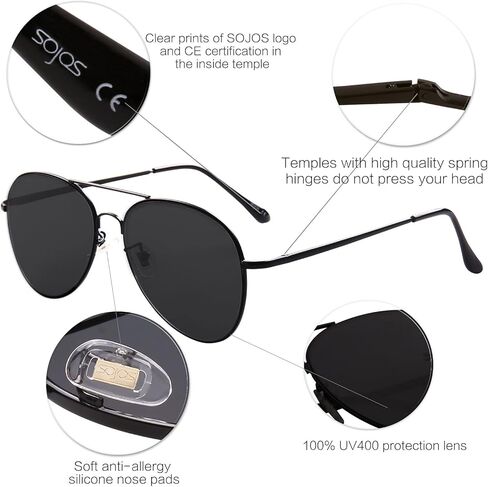 SOJOS Trendy Aviator Sunglasses for Women and Men in Kuwait