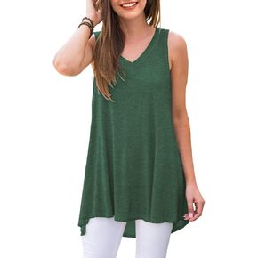 AWULIFFAN Women's Summer Sleeveless V-Neck T-Shirt Tunic Tops Blouse Shirts
