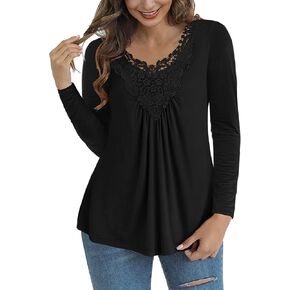Tralilbee Women's Plus Size Tops Casual Blouse Short Sleeve Lace Crochet Tunic Tops, M-4XL